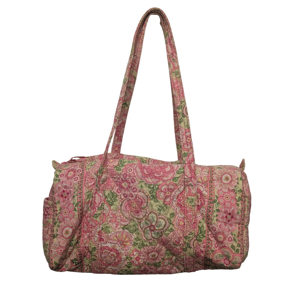 Vintage Vera Bradley Small Original Duffel Bag Petal Pink Quilted Weekender Boho